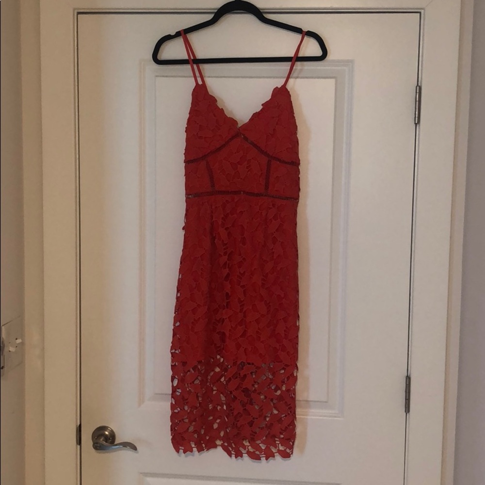 Love...ady Orange Lace Cut Out Dress